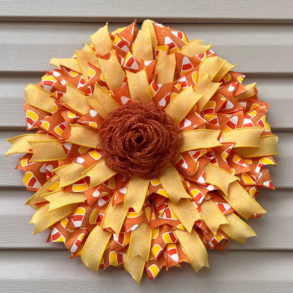 Candy corn ribbon wreath!